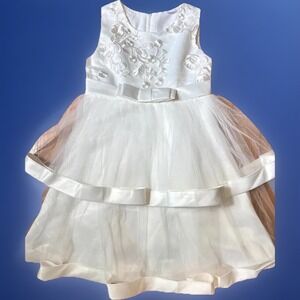 Girls Flower Girls Dress Sz 8-9 White  Wedding Flower Girl Party Formal